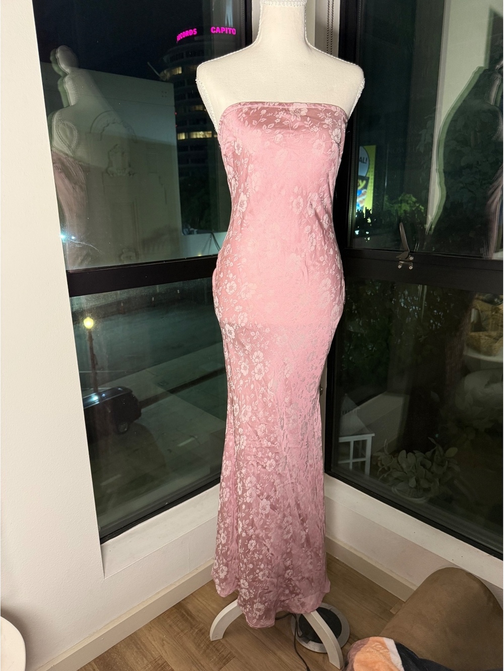 Princess Polly Salvin pink floral strapless maxi dress size 6
